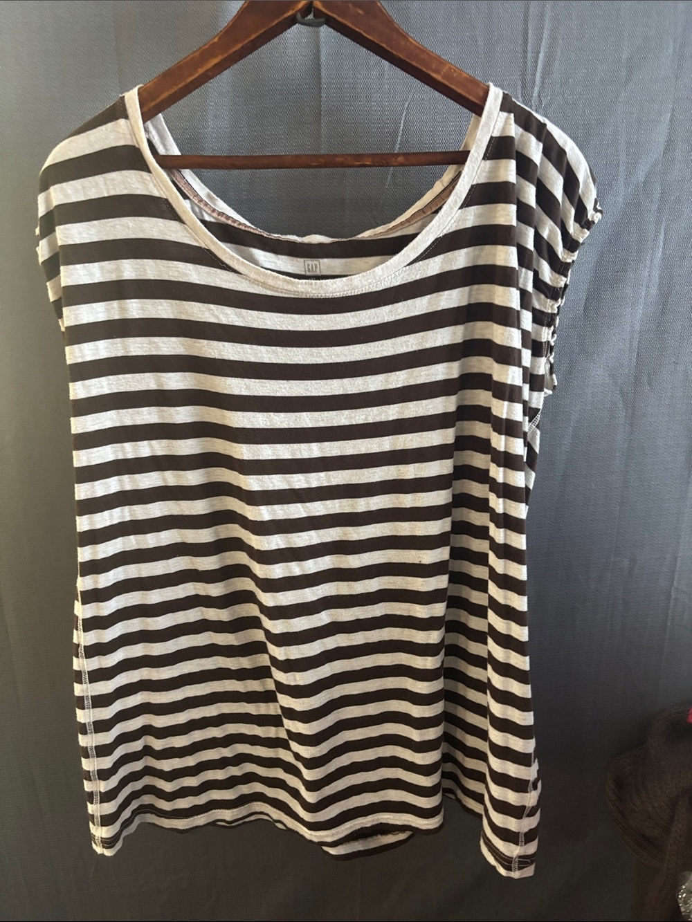 Women’s Brown & White Striped Short Sleeve Tee